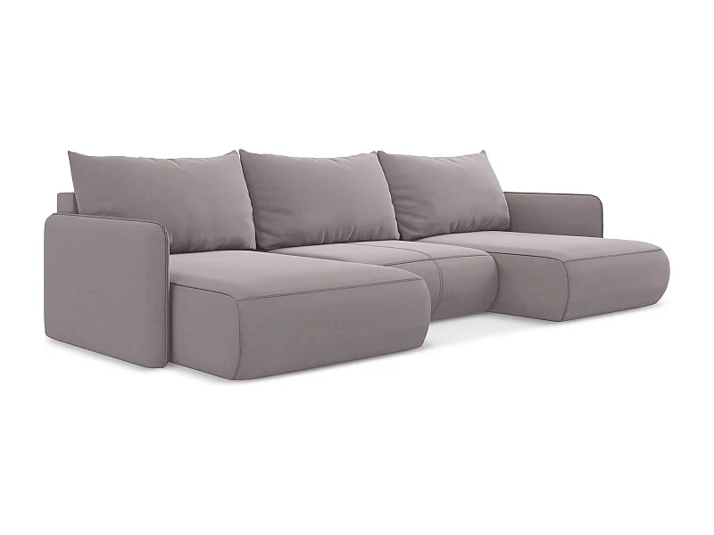 Canapé d'angle panoramique convertible en velours - lavande - NANEA