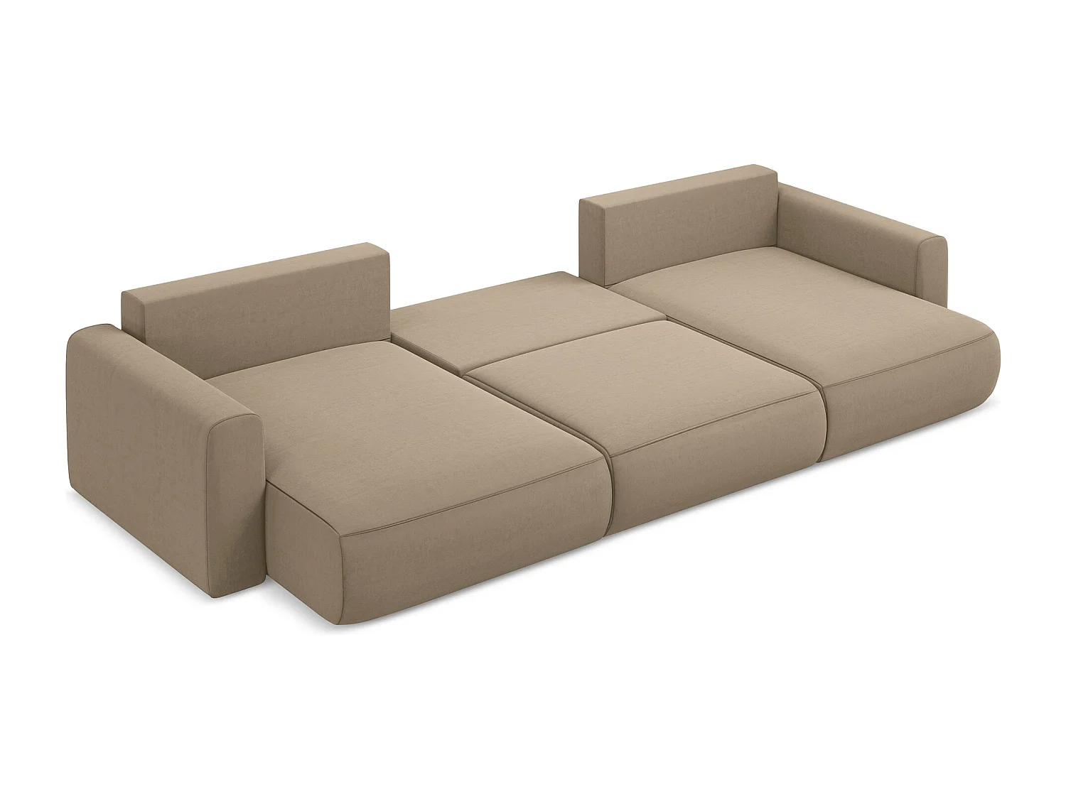 Große Wohnlandschaft - Ecke Rechts - Samt - Hell beige - KAPUA