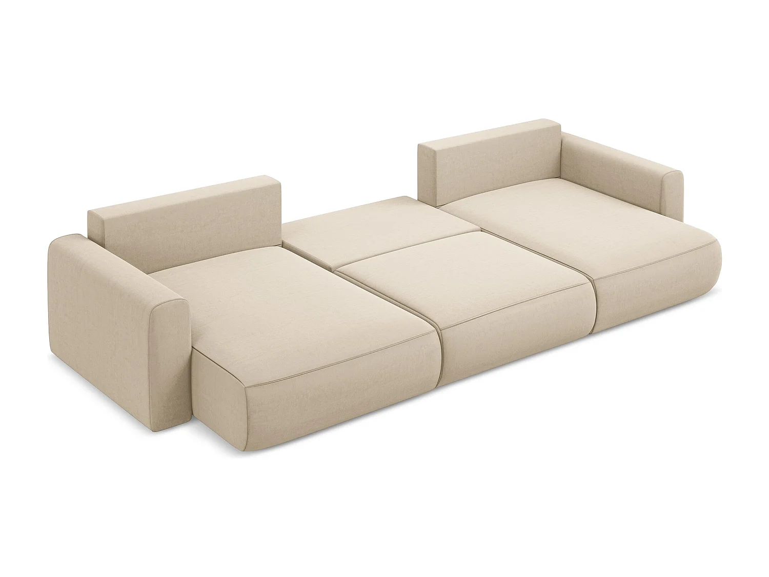 Große Wohnlandschaft - Ecke Rechts - Samt - Hell beige - KAPUA