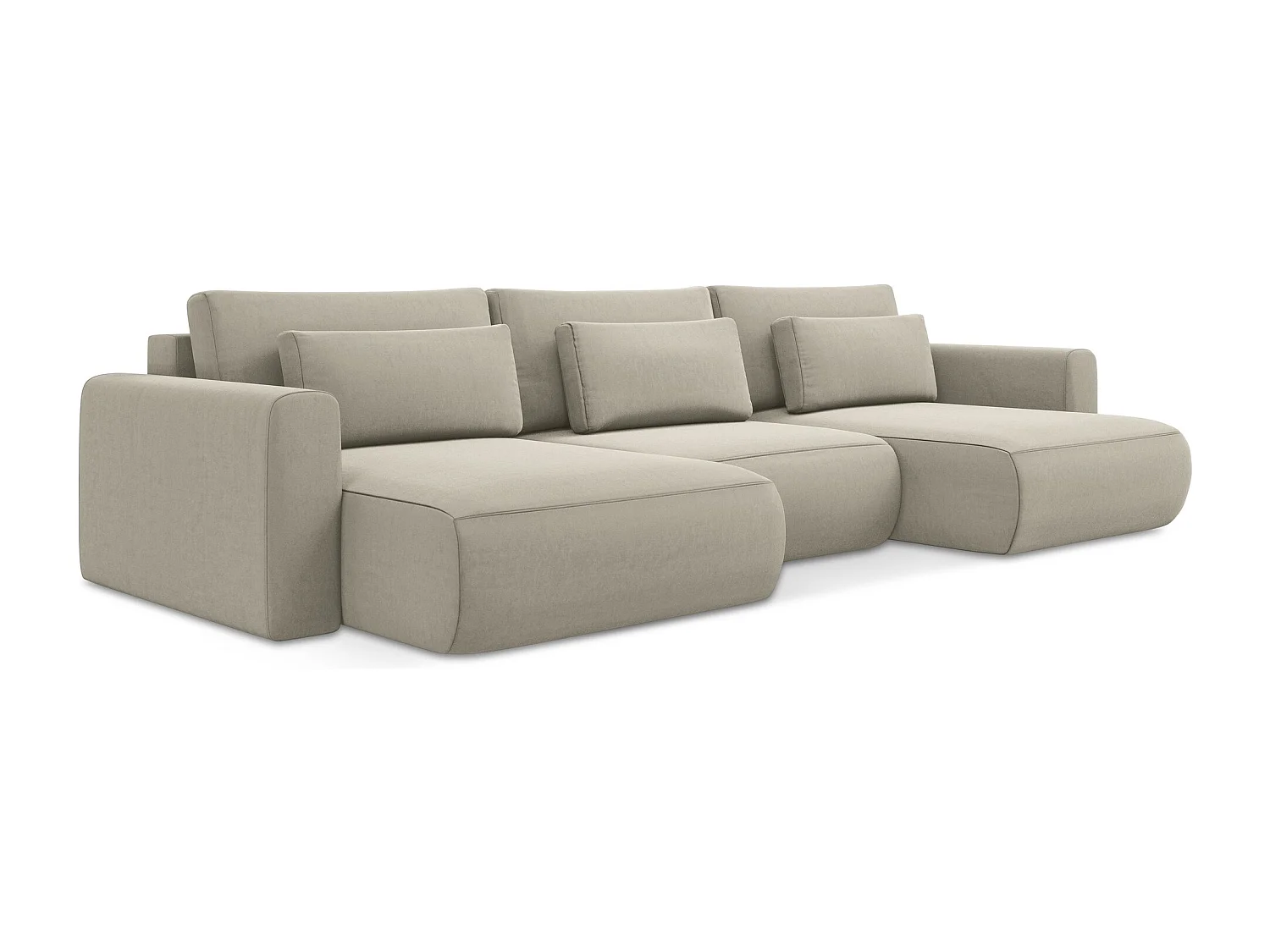 Sofa panoramiczna z funkcją spania - z tkaniny welwetowej - perłowy - KAPUA