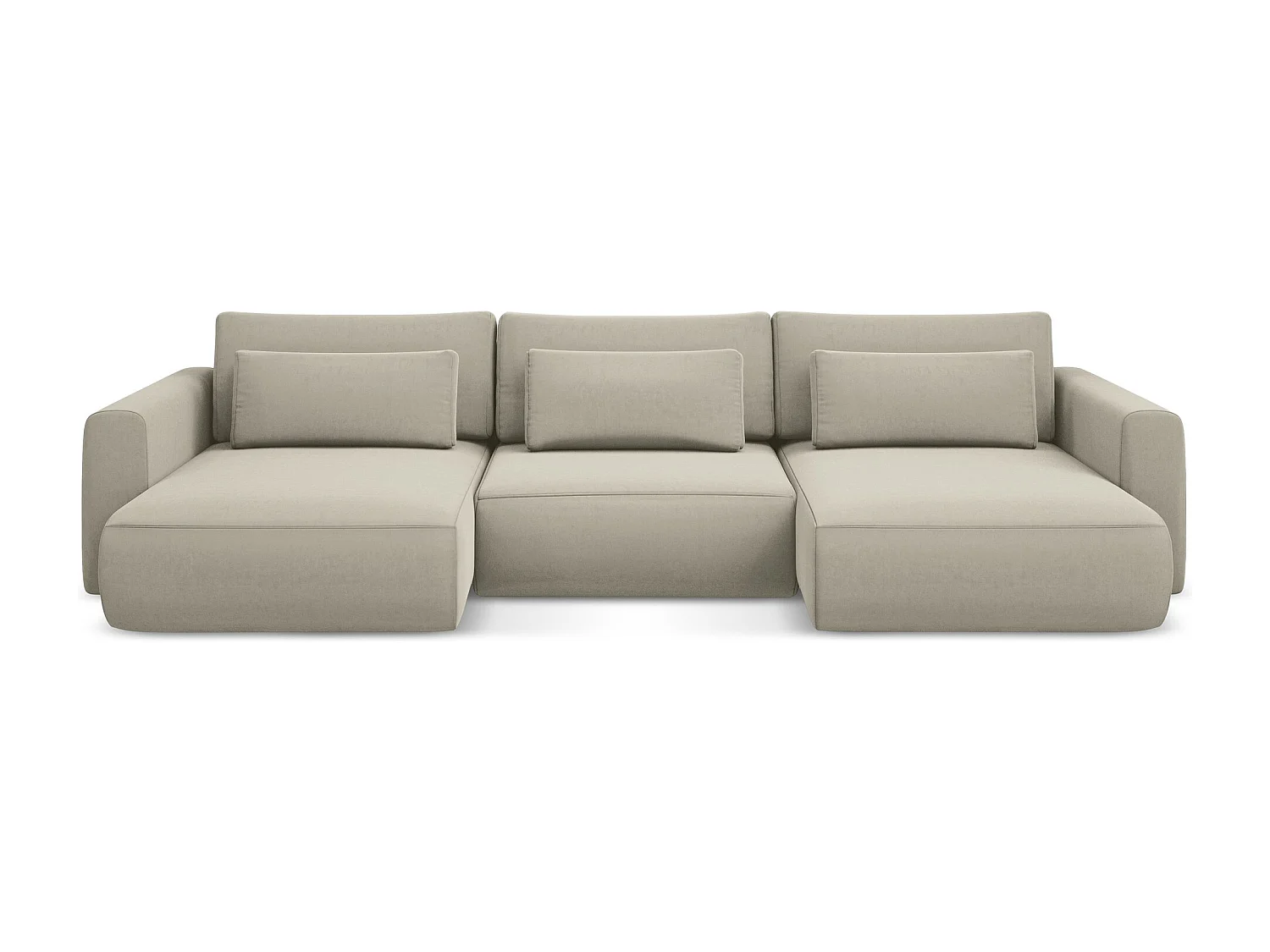 Sofa panoramiczna z funkcją spania - z tkaniny welwetowej - perłowy - KAPUA