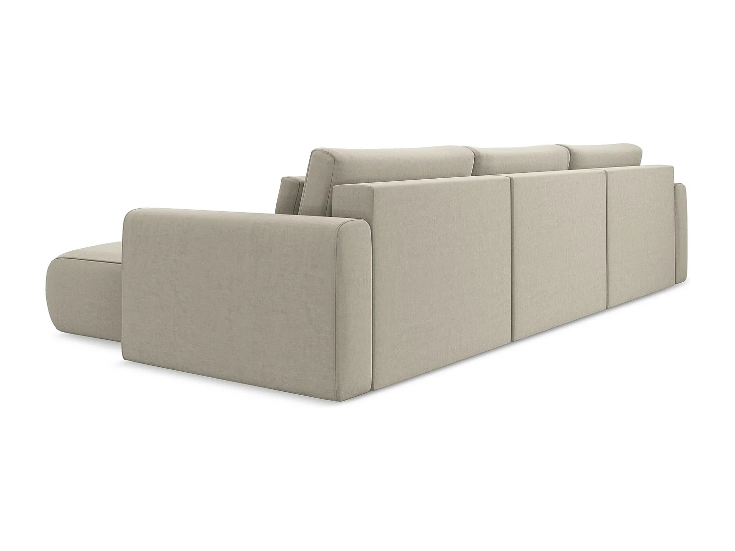 Sofa panoramiczna z funkcją spania - z tkaniny welwetowej - perłowy - KAPUA