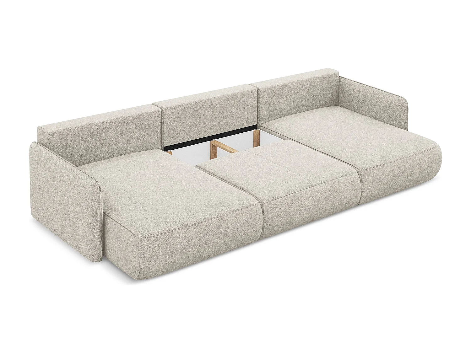 Canapé d'angle panoramique convertible en tissu chenille - argent - NANEA