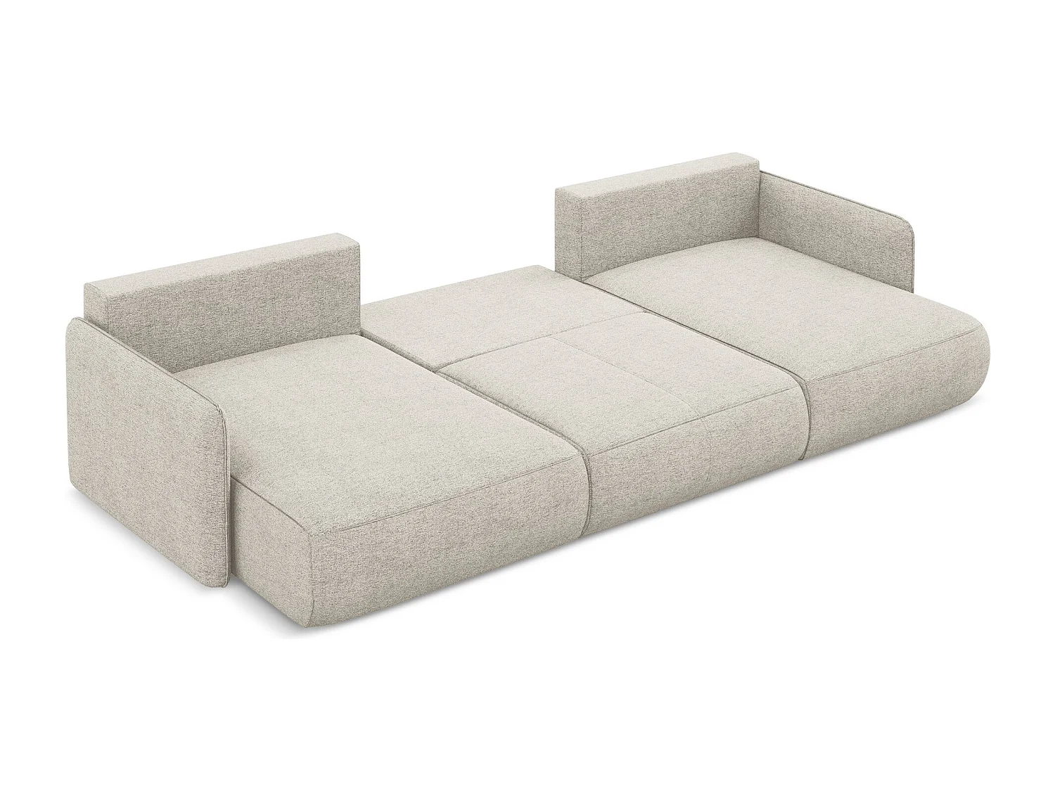 Canapé d'angle panoramique convertible en tissu chenille - argent - NANEA