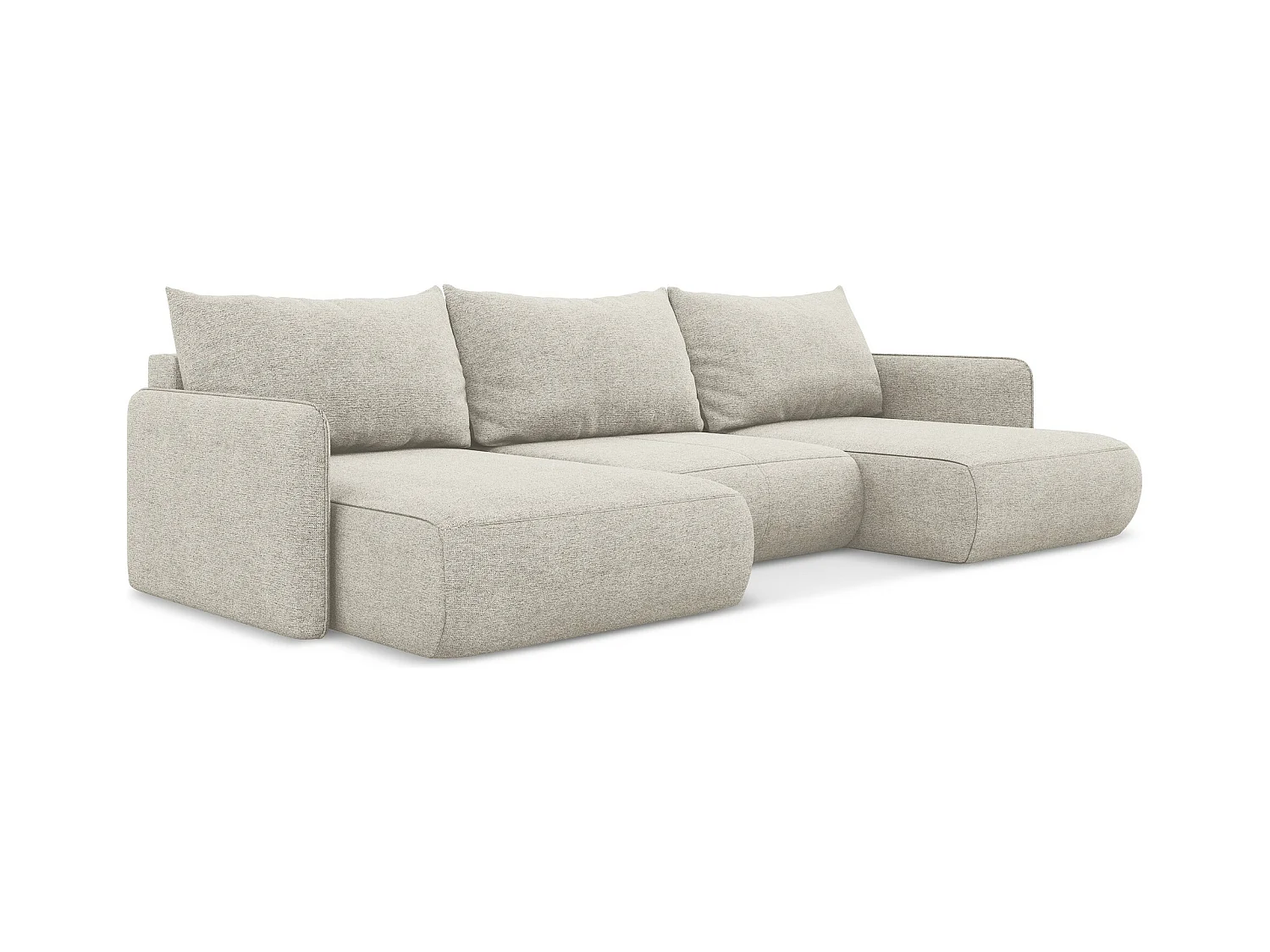 Canapé d'angle panoramique convertible en tissu chenille - argent - NANEA