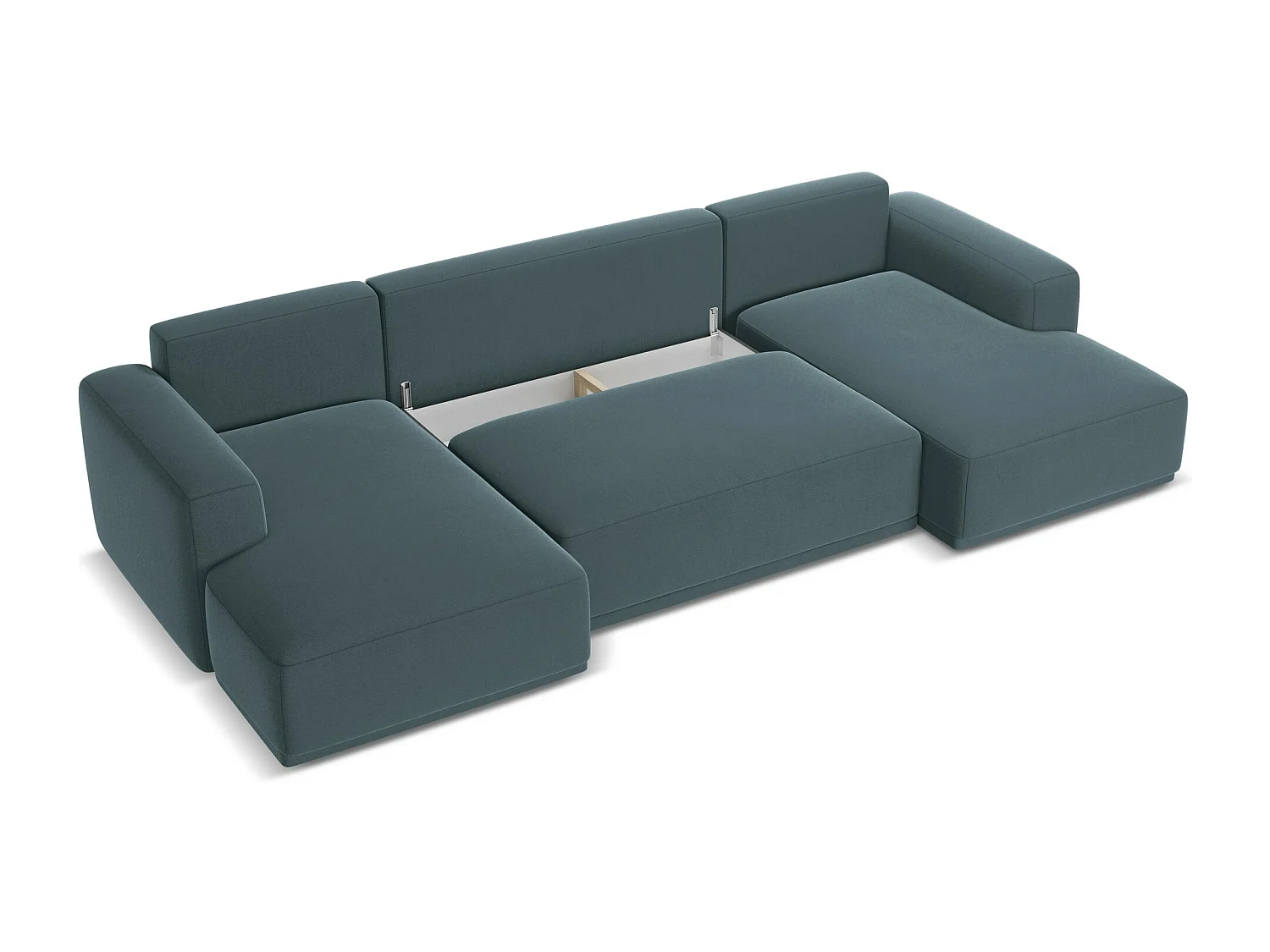 Sofa panoramiczna z funkcją spania - z tkaniny welwetowej - morski - KAILA