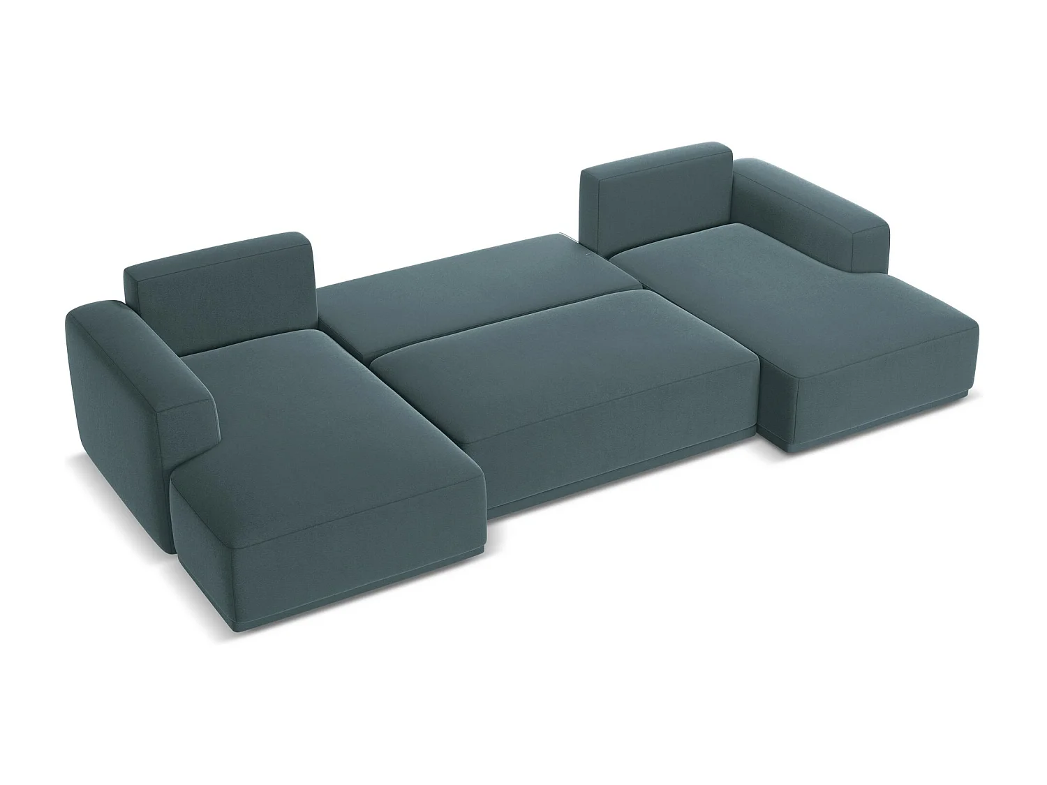 Sofa panoramiczna z funkcją spania - z tkaniny welwetowej - morski - KAILA