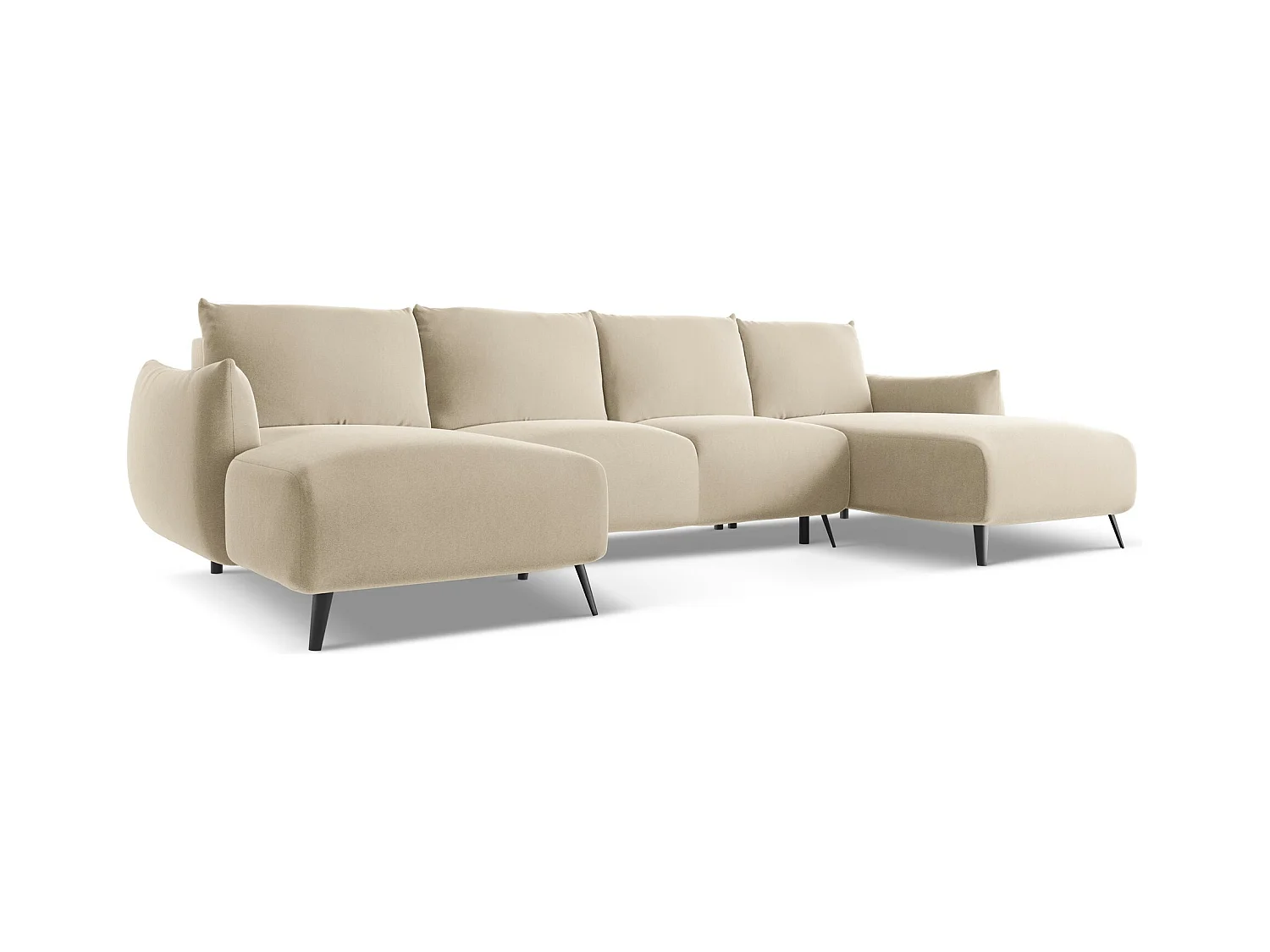 Große Wohnlandschaft - Ecke Rechts - Samt - Hell beige - MALIE