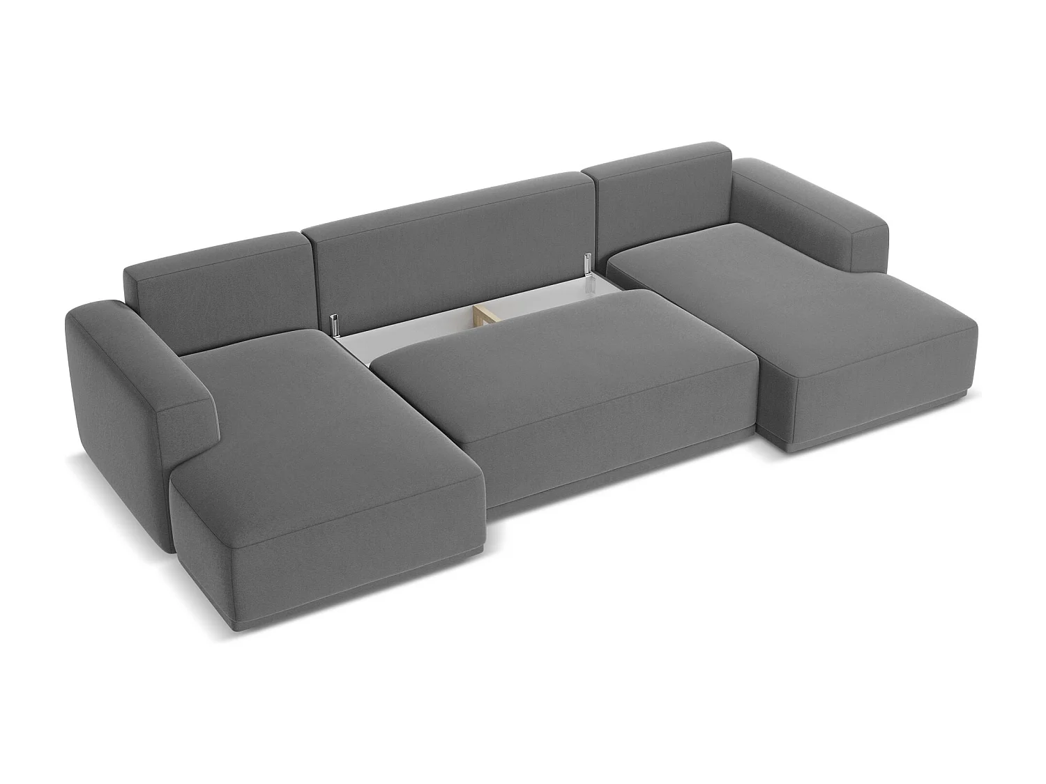 Canapé d'angle panoramique convertible en velours - gris - KAILA