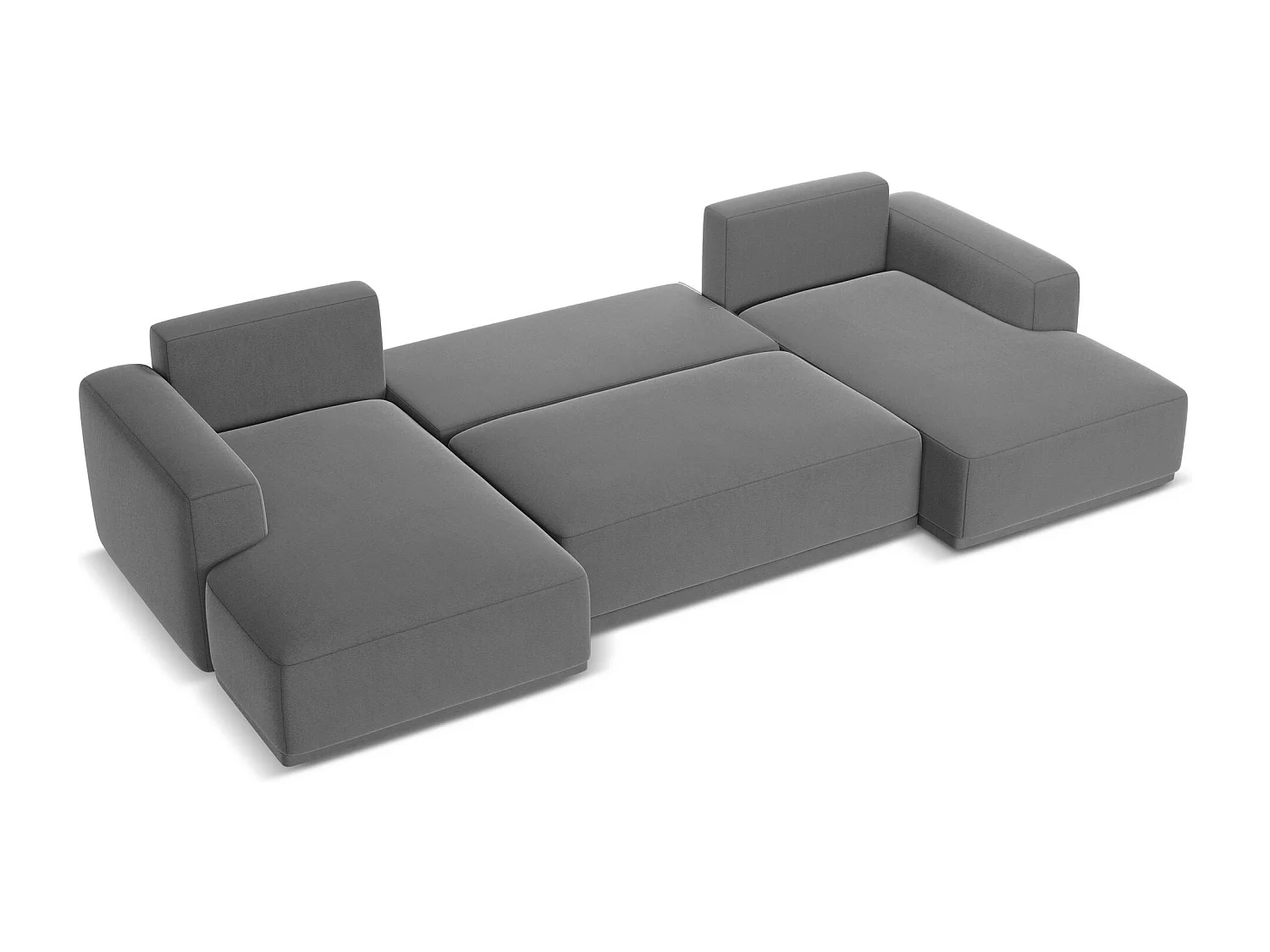 Canapé d'angle panoramique convertible en velours - gris - KAILA