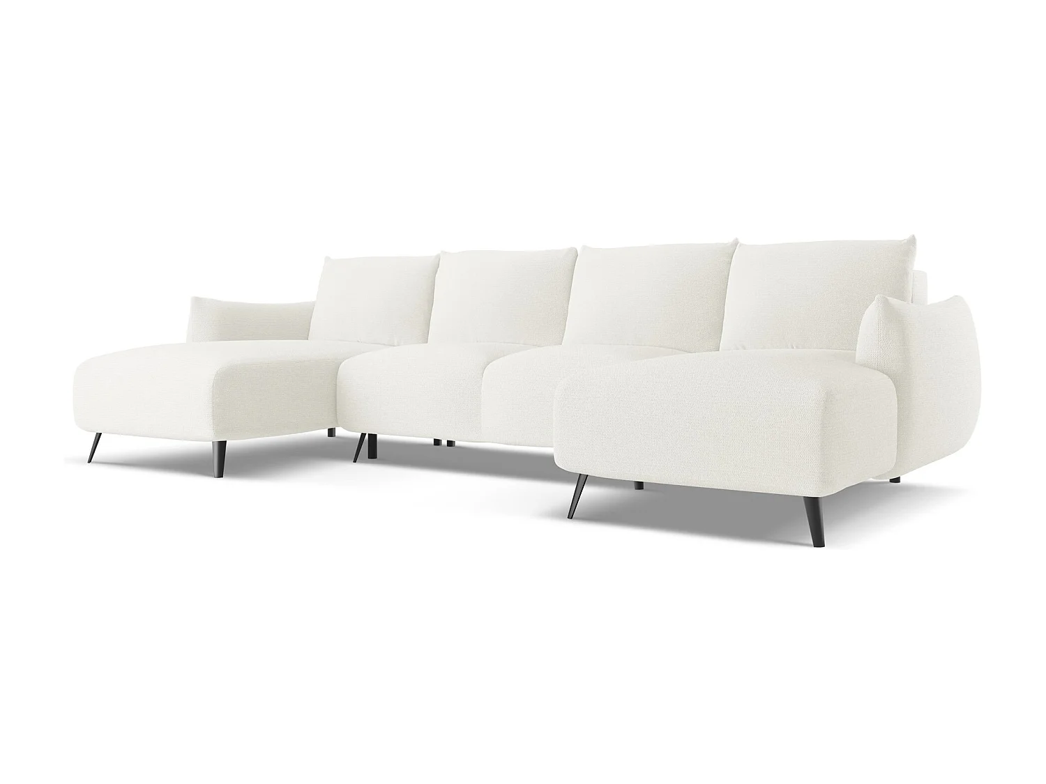 Panoramische hoekbank van wit chenille stof - MALIE