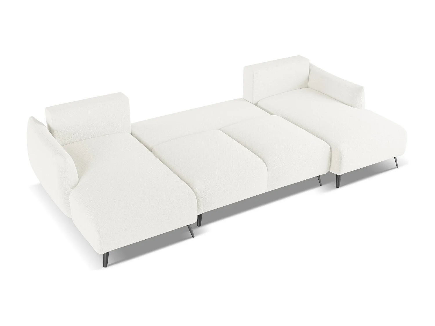 Panoramische hoekbank van wit chenille stof - MALIE