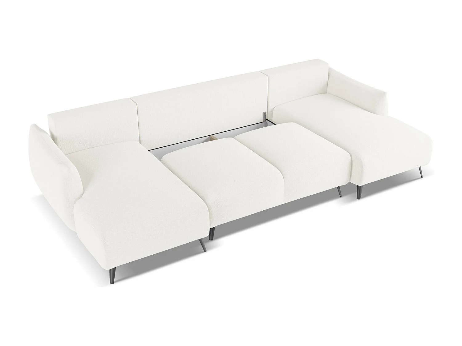 Panoramische hoekbank van wit chenille stof - MALIE