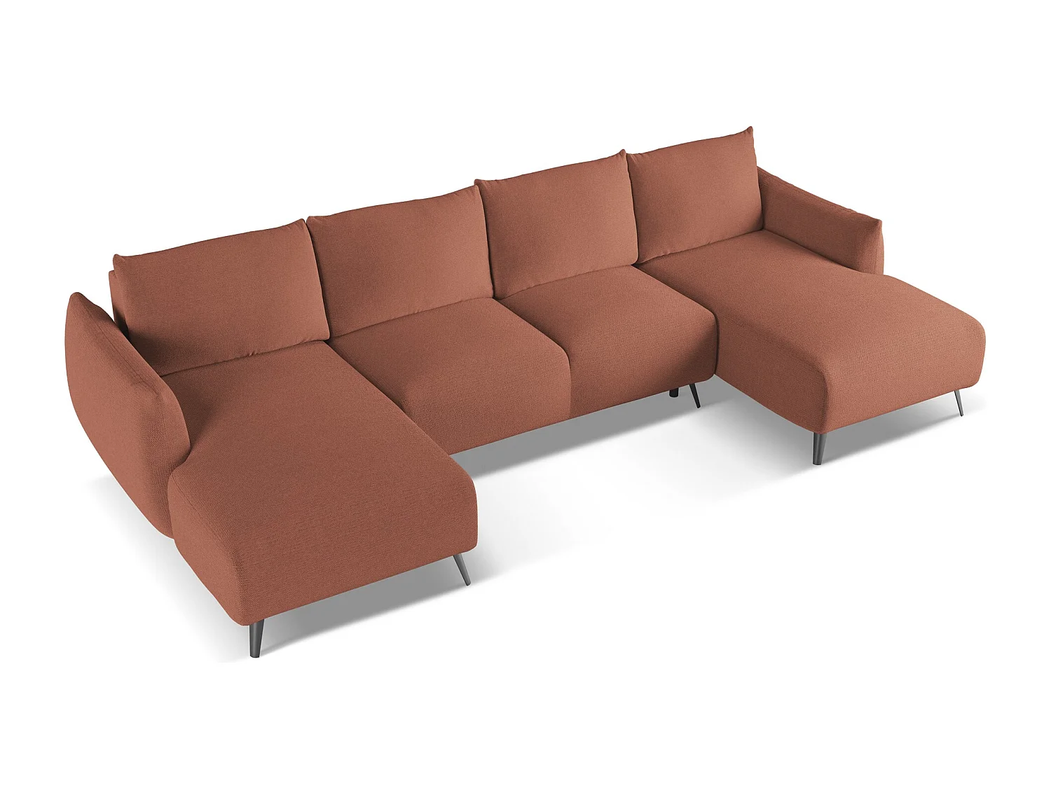 Sofa panoramiczna z funkcją spania - z tkaniny szenilowej - brudny róż - MALIE