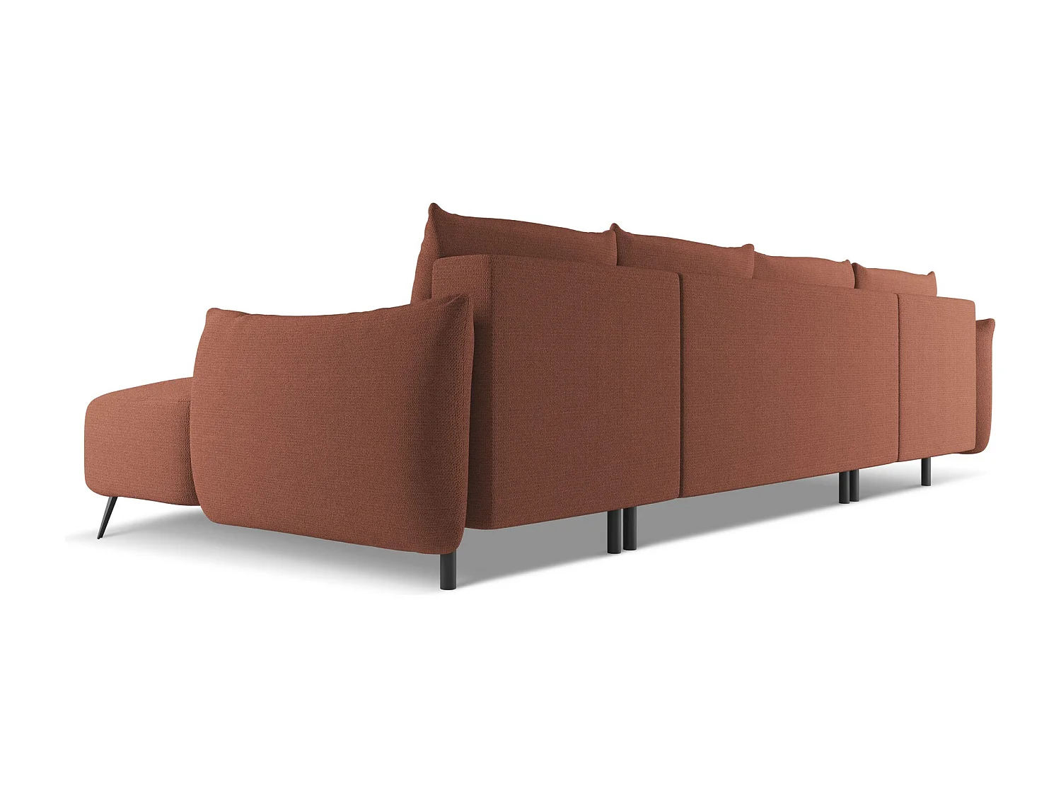 Sofa panoramiczna z funkcją spania - z tkaniny szenilowej - brudny róż - MALIE