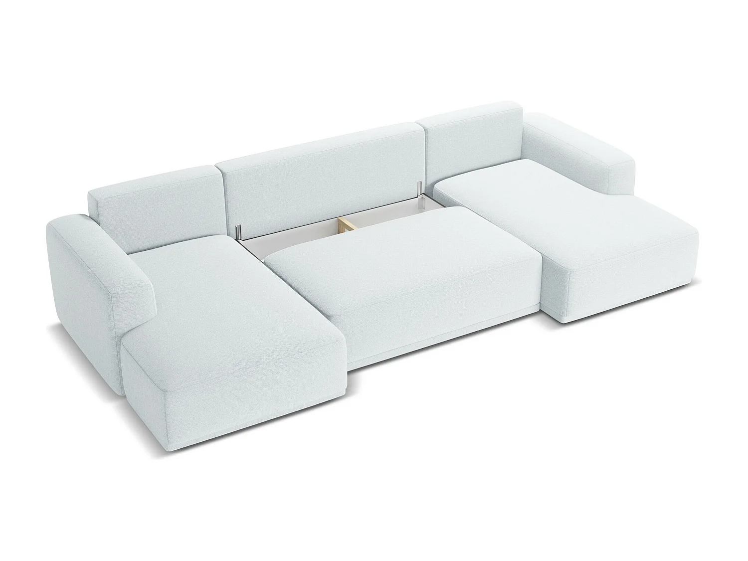 Canapé d'angle panoramique convertible en tissu chenille - bleu clair - KAILA