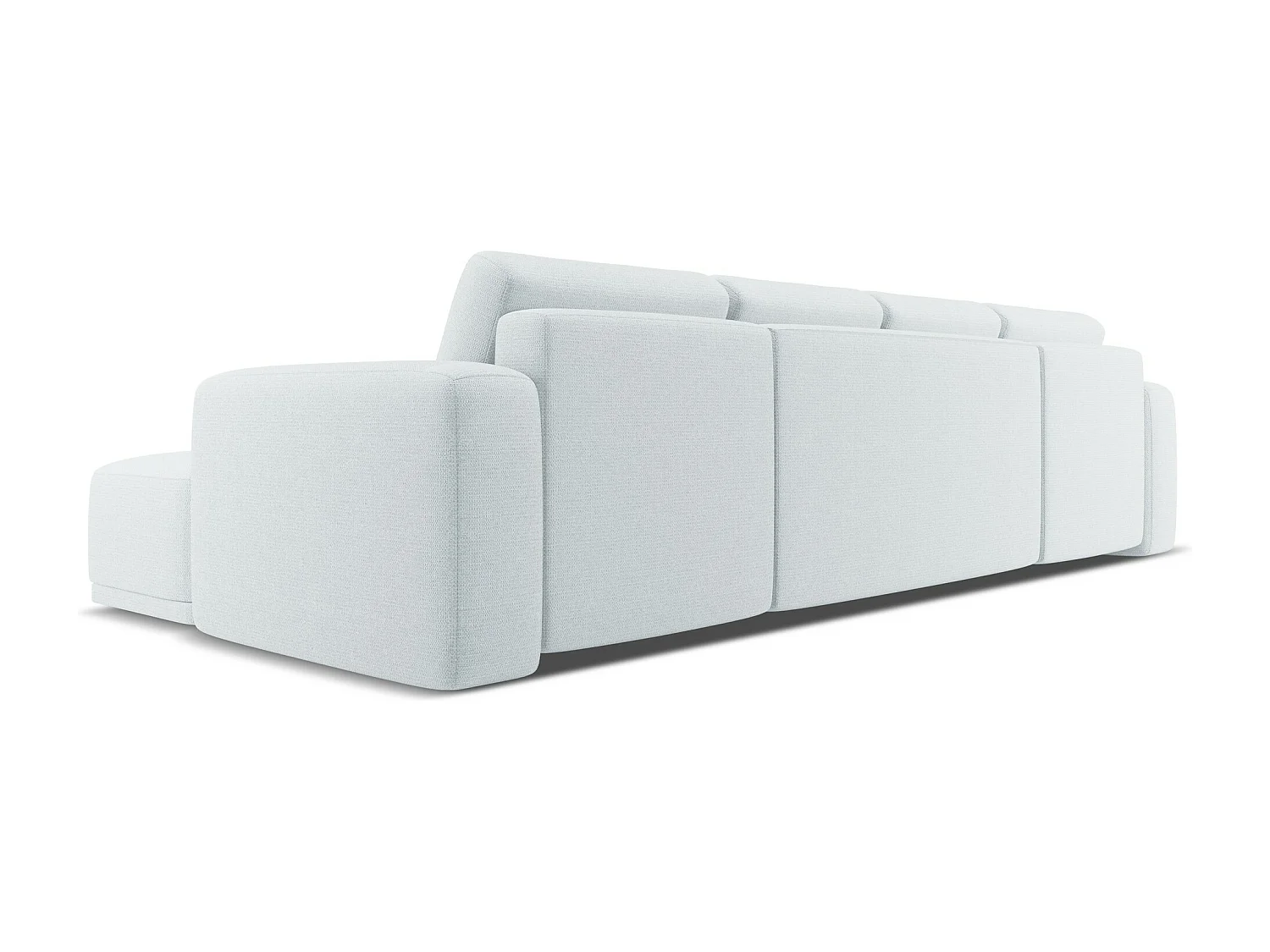 Canapé d'angle panoramique convertible en tissu chenille - bleu clair - KAILA