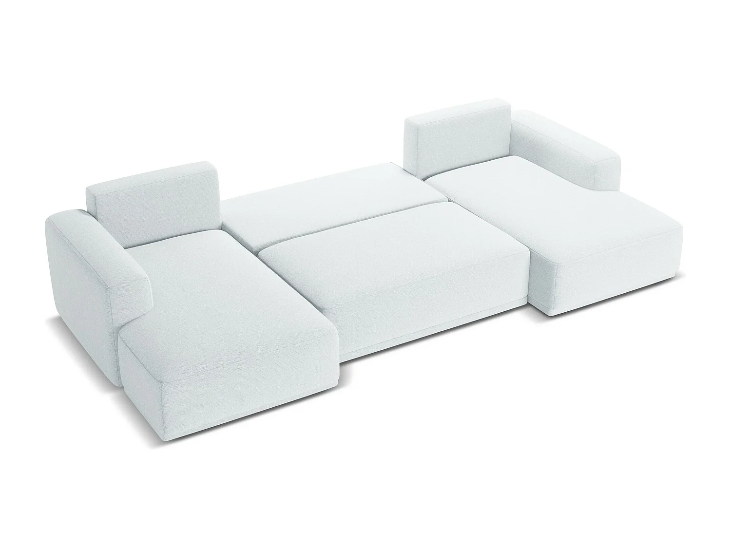 Canapé d'angle panoramique convertible en tissu chenille - bleu clair - KAILA