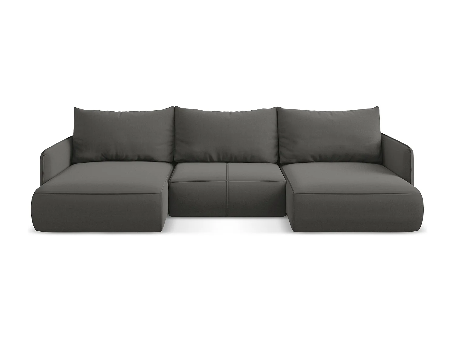 Sofa panoramiczna z funkcją spania - z tkaniny welwetowej - stalowy - NANEA