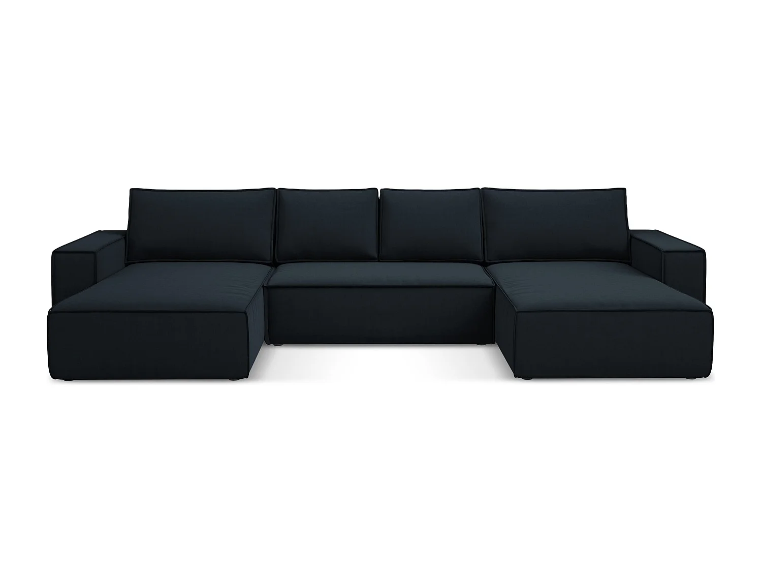 Canapé d'angle panoramique convertible en velours - bleu royal - KIMO