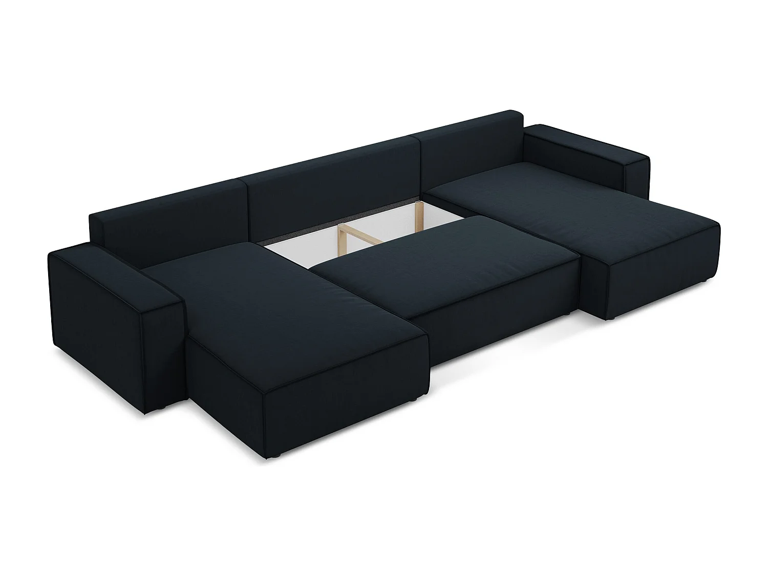 Canapé d'angle panoramique convertible en velours - bleu royal - KIMO