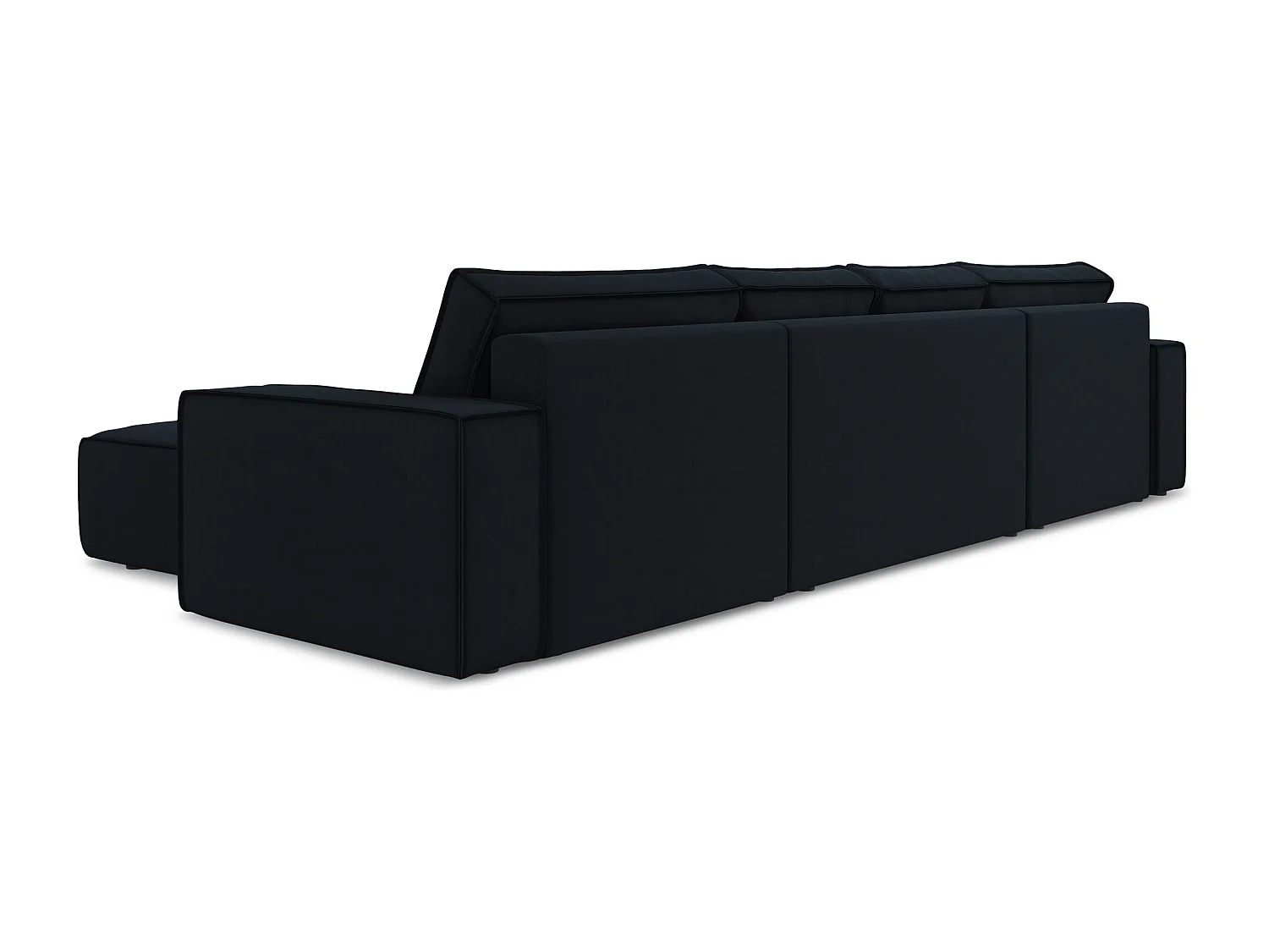 Canapé d'angle panoramique convertible en velours - bleu royal - KIMO