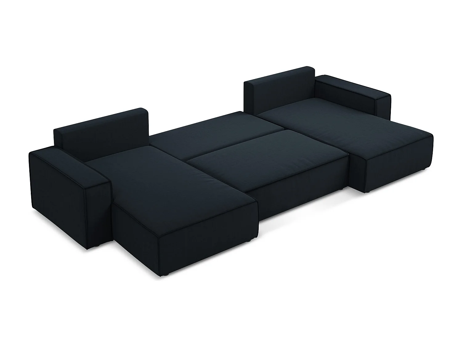 Canapé d'angle panoramique convertible en velours - bleu royal - KIMO