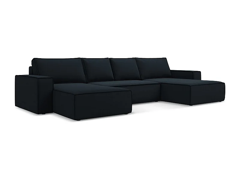 Sofa panoramiczna z funkcją spania - z tkaniny welwetowej - królewski niebieski - KIMO