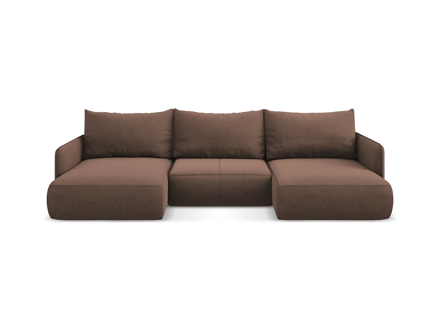 Canapé d'angle panoramique convertible en tissu texturé - rose poudré - NANEA