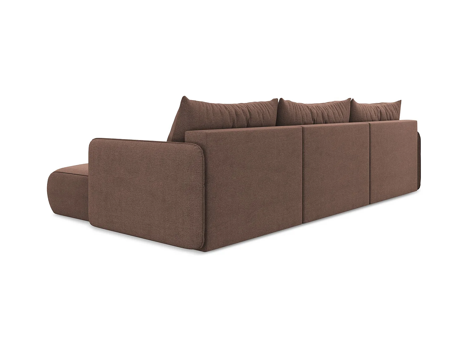 Canapé d'angle panoramique convertible en tissu texturé - rose poudré - NANEA