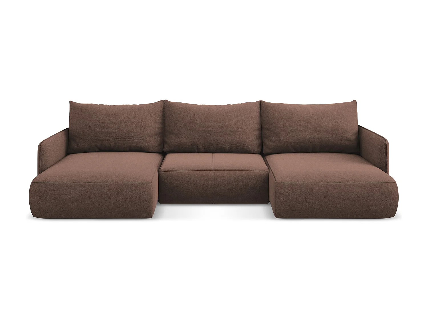 Canapé d'angle panoramique convertible en tissu texturé - rose poudré - NANEA