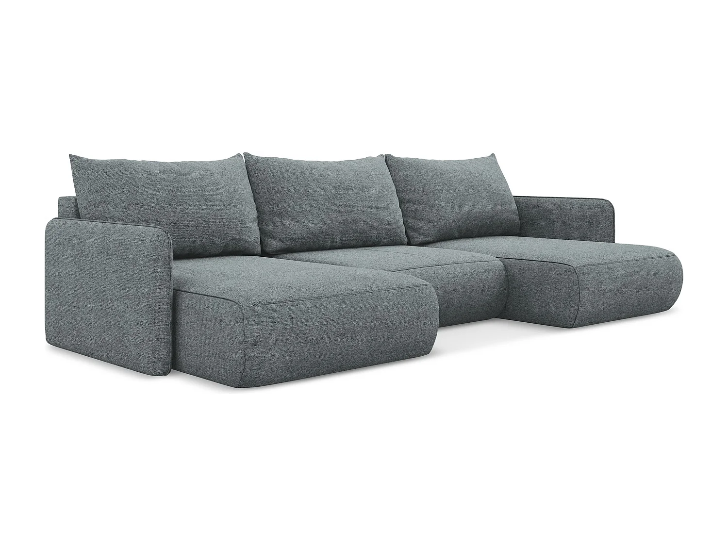 Sofa panoramiczna z funkcją spania - z tkaniny szenilowej - jeans - NANEA