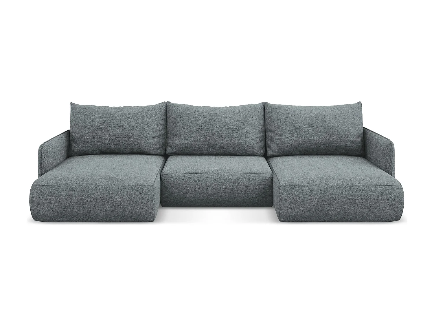 Canapé d'angle panoramique convertible en tissu chenille - jeans - NANEA