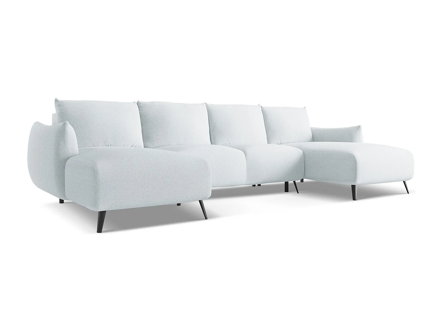 Canapé d'angle panoramique convertible en tissu chenille - bleu clair - MALIE