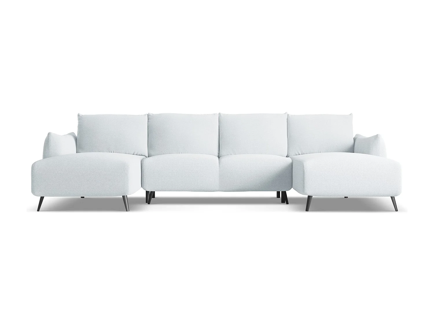 Canapé d'angle panoramique convertible en tissu chenille - bleu clair - MALIE