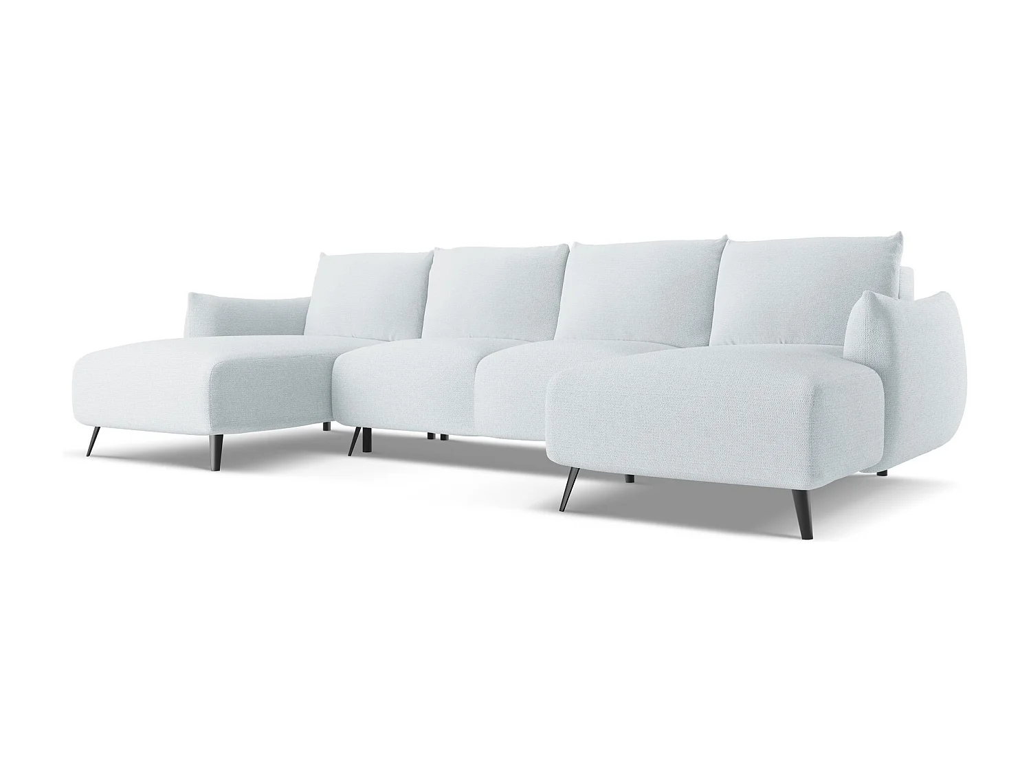 Canapé d'angle panoramique convertible en tissu chenille - bleu clair - MALIE