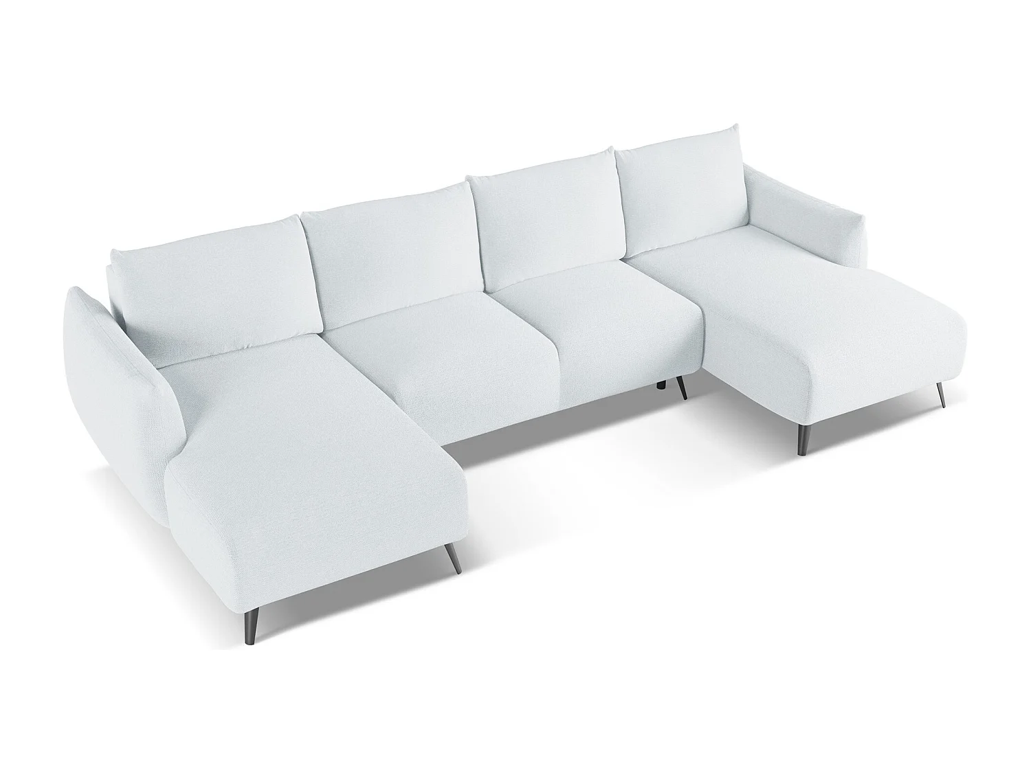 Canapé d'angle panoramique convertible en tissu chenille - bleu clair - MALIE