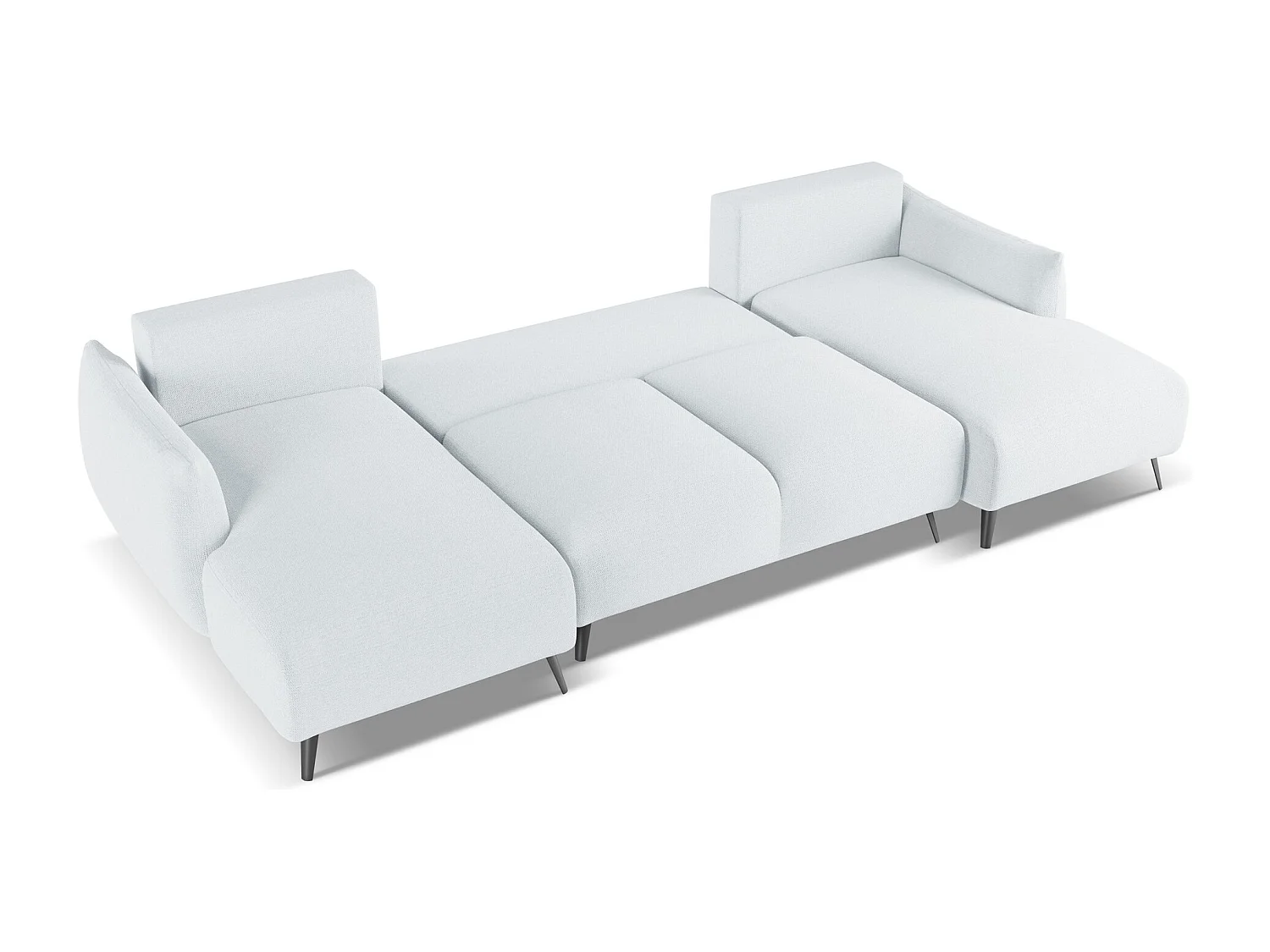 Canapé d'angle panoramique convertible en tissu chenille - bleu clair - MALIE