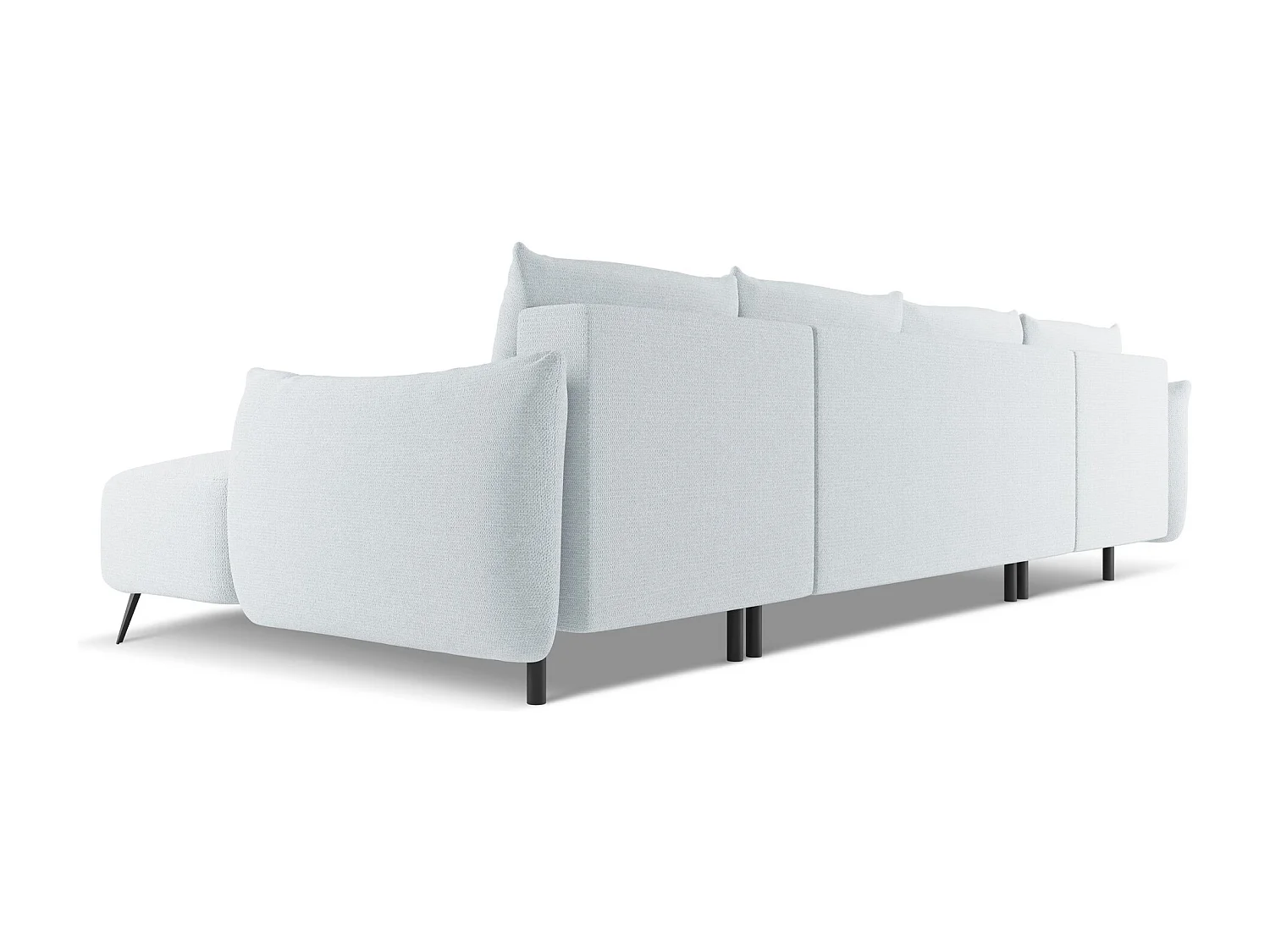 Canapé d'angle panoramique convertible en tissu chenille - bleu clair - MALIE