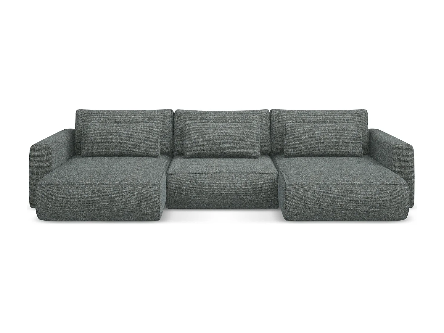 Sofá de canto panorâmico convertível 3 lugares em tecido texturizado aço - KAPUA