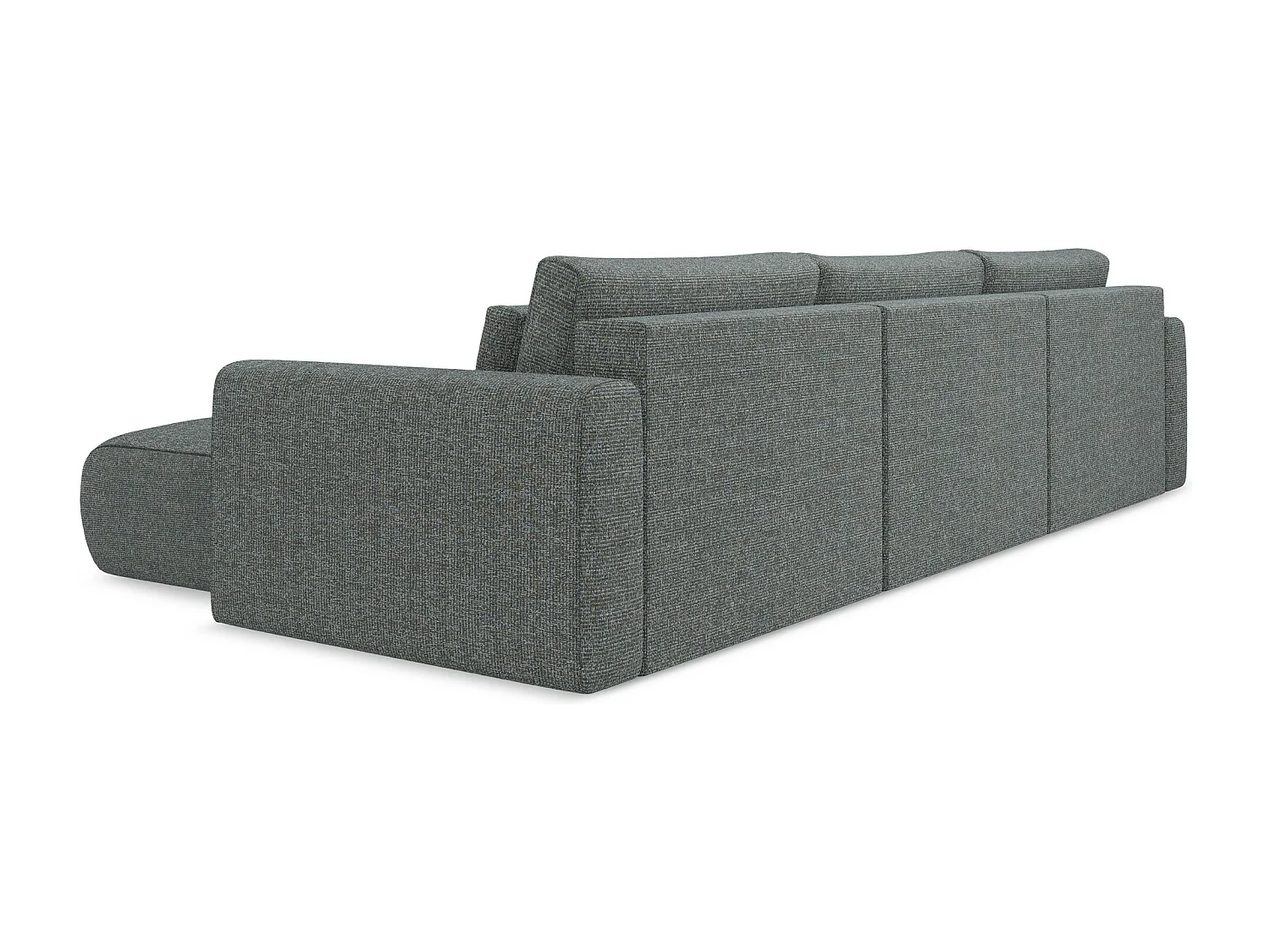 Sofá de canto panorâmico convertível 3 lugares em tecido texturizado aço - KAPUA