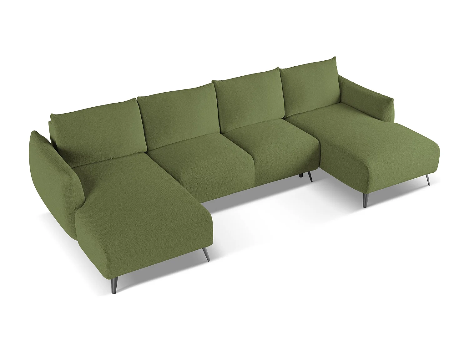 Sofa panoramiczna z funkcją spania - z tkaniny szenilowej - butelkowa zieleń - MALIE