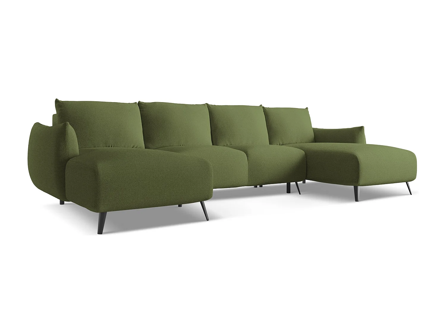 Sofa panoramiczna z funkcją spania - z tkaniny szenilowej - butelkowa zieleń - MALIE