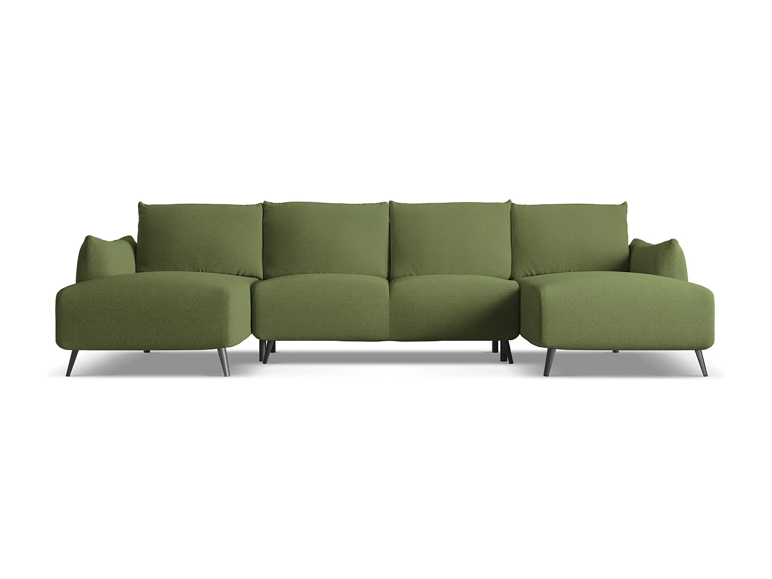 Sofa panoramiczna z funkcją spania - z tkaniny szenilowej - butelkowa zieleń - MALIE