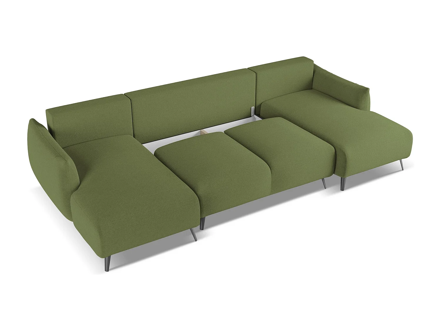 Sofa panoramiczna z funkcją spania - z tkaniny szenilowej - butelkowa zieleń - MALIE