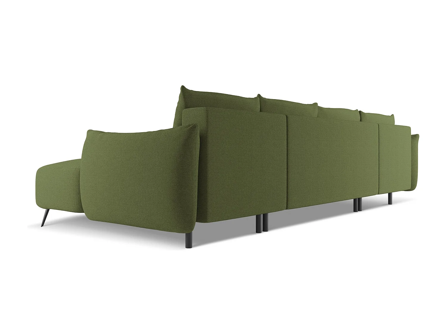 Sofa panoramiczna z funkcją spania - z tkaniny szenilowej - butelkowa zieleń - MALIE