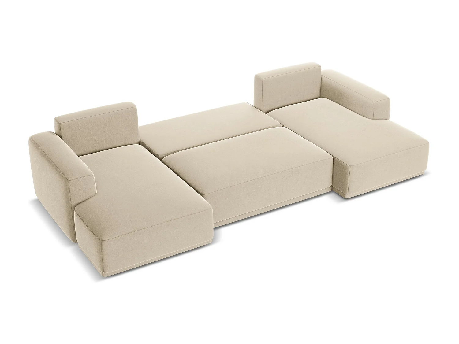 Große Wohnlandschaft - Ecke Rechts - Samt - Hell beige - KAILA