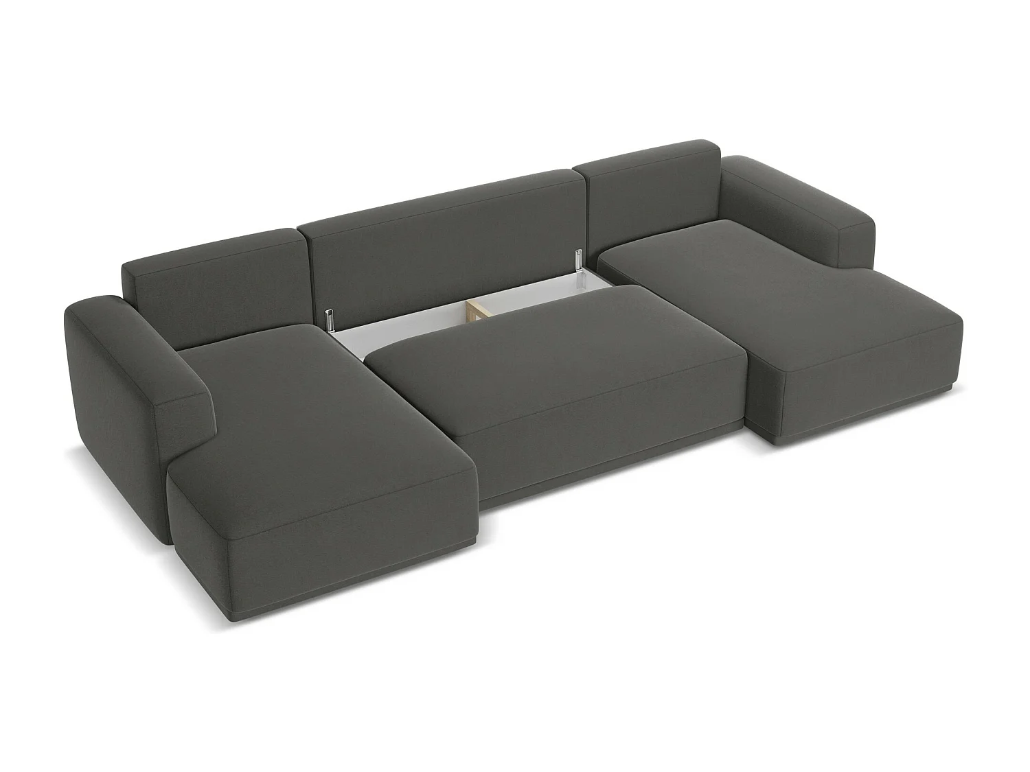 Panoramische hoekbank van staal velours - KAILA