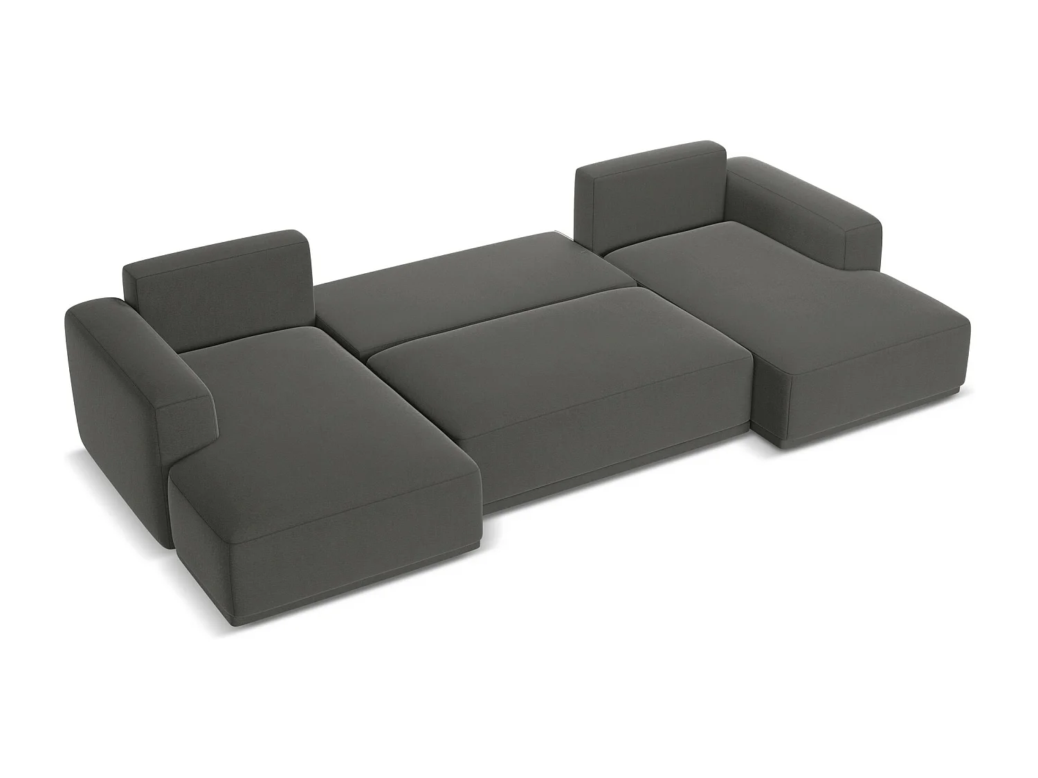 Panoramische hoekbank van staal velours - KAILA