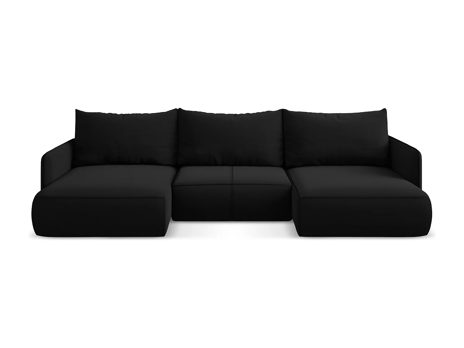 Sofa panoramiczna z funkcją spania - z tkaniny welwetowej - czarny - NANEA